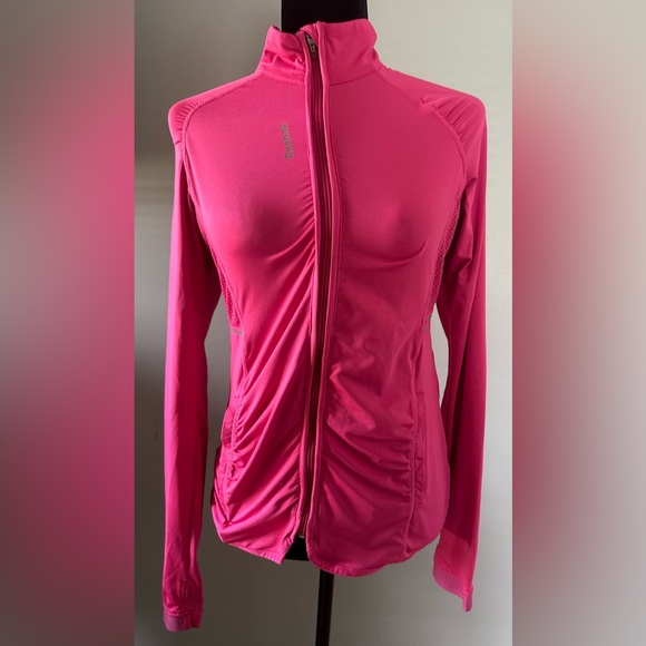 Reebok Pink Athletic Jacket with High Collar and Ruching - Picture 1 of 7